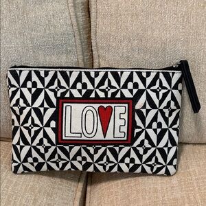 Brighton Black and White LOVE Cosmetic Bag